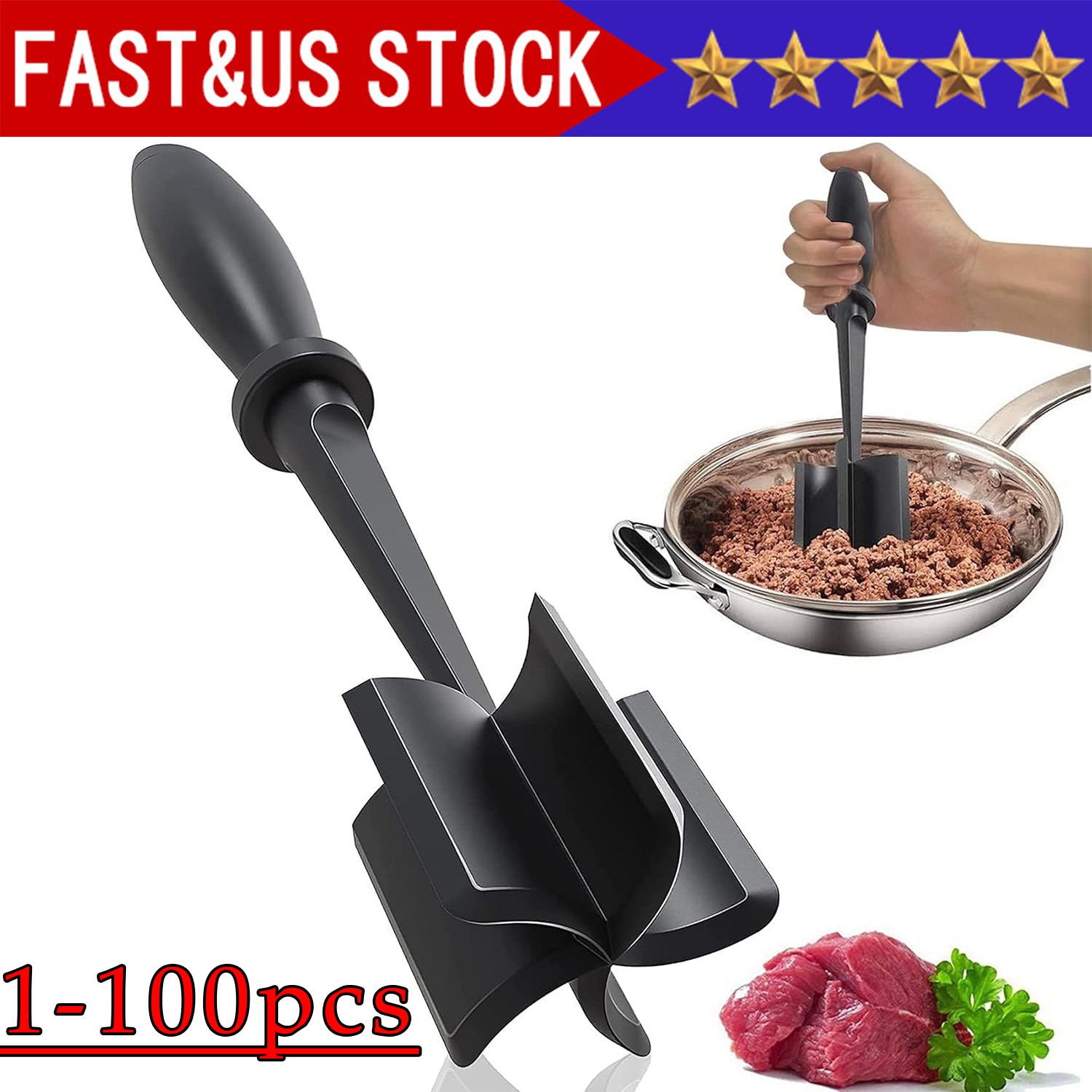 Meat Hamburger Chopper Heat Resistant Utensil Ground Beef Potato Masher Spatula gallery
