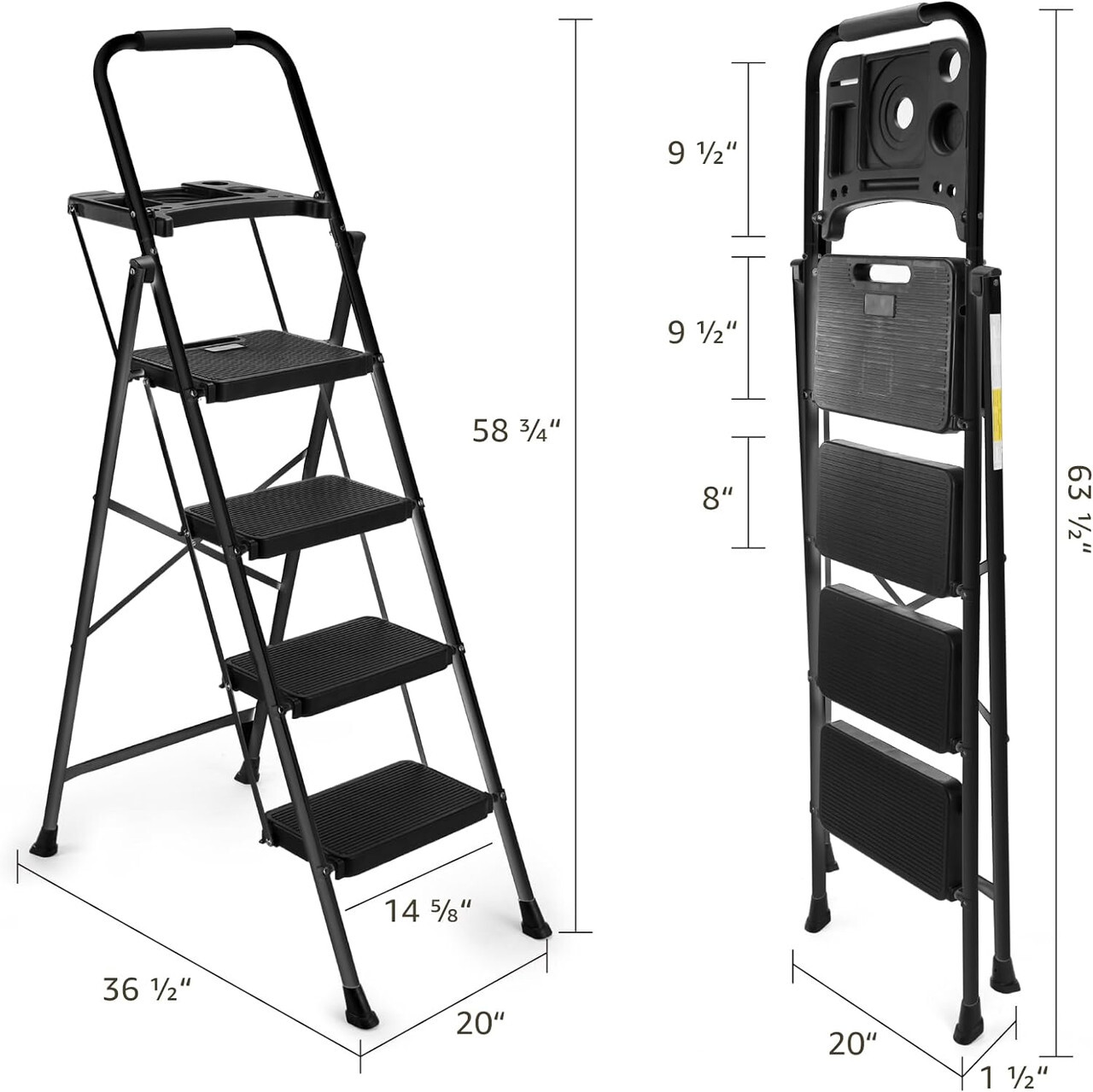 4 Step Folding Ladder with Tool Platform Non-Slip gallery