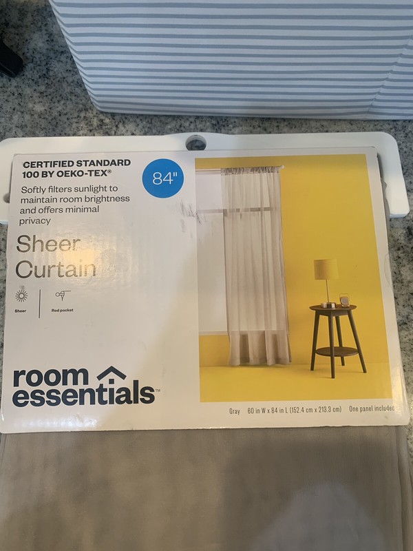 Room Essentials Sheer Voile Window Curtain ONE Panel Gray 60"W x 84"L gallery