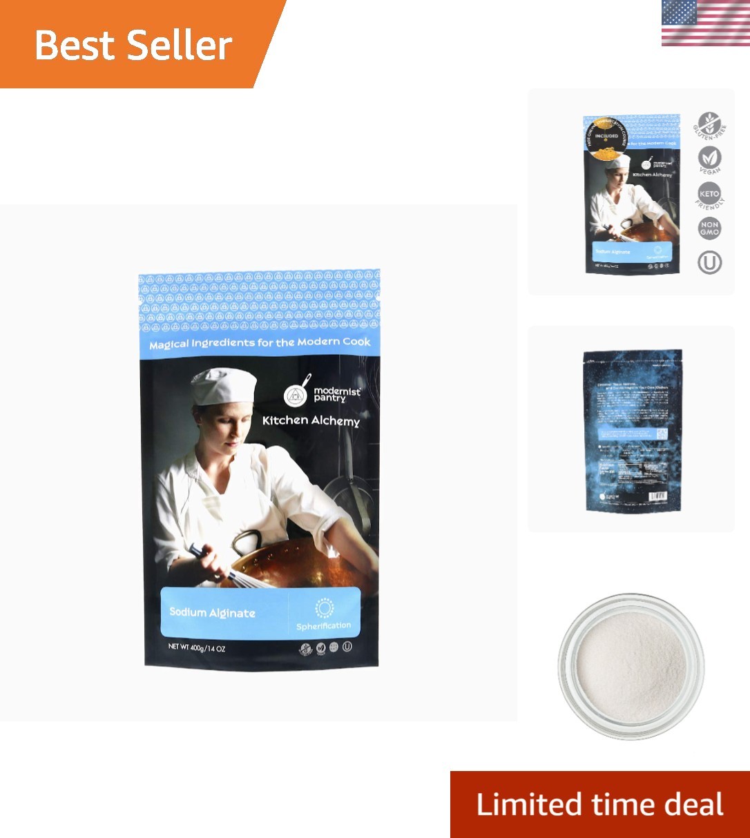 Pure Sodium Alginate Molecular Gastronomy ⊘ Non-GMO OU Kosher Certified - 40... gallery