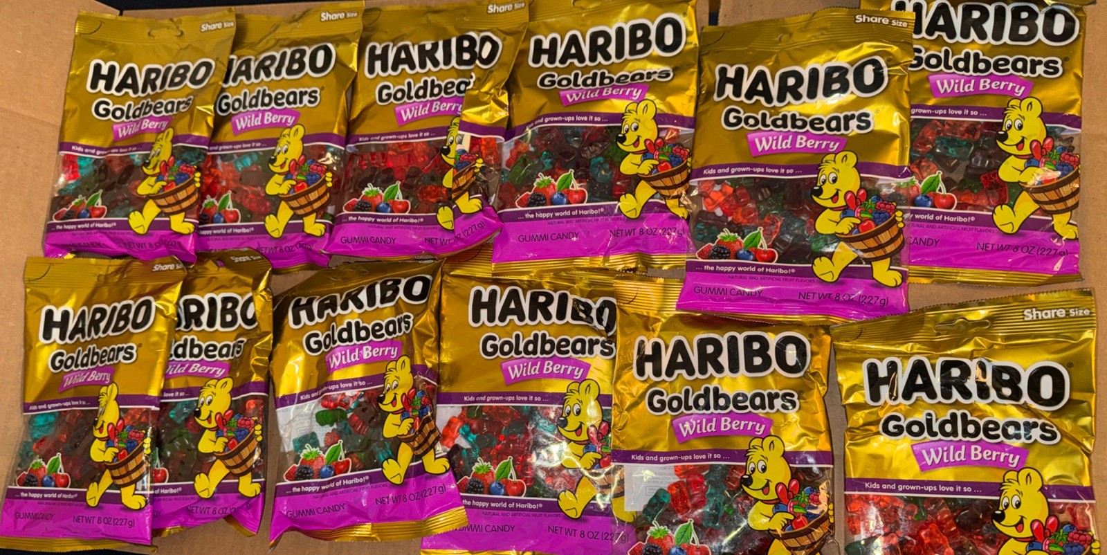 (12) Haribo Goldbears Gummies Wild Berry 8oz Bags, Bulk, Lot, BB: 12/2026 gallery