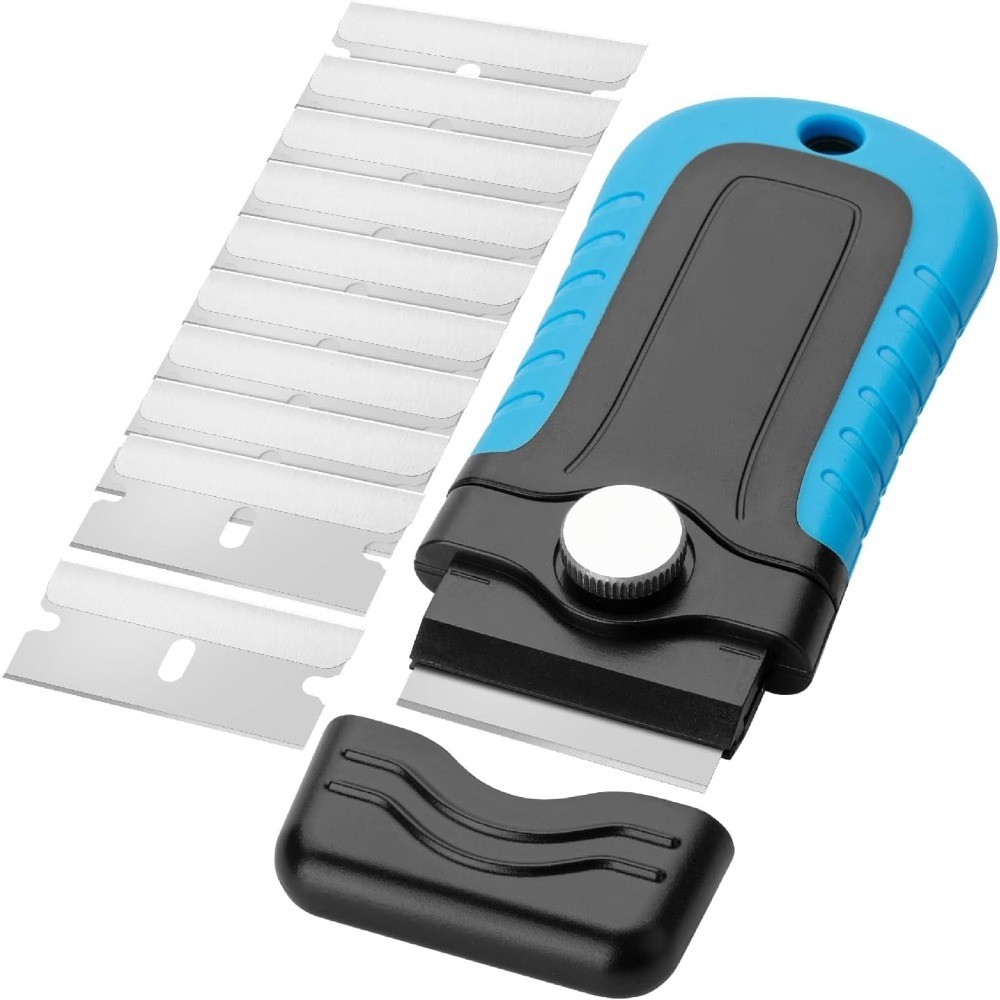 Locking Scraper Tool with 10 Stainless Steel Blades Glass Window Paint