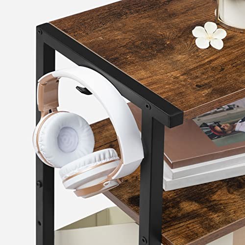 Mobile Printer Stand, 3-Tier Printer Cart Under Desk with Rustic Brown + Black gallery
