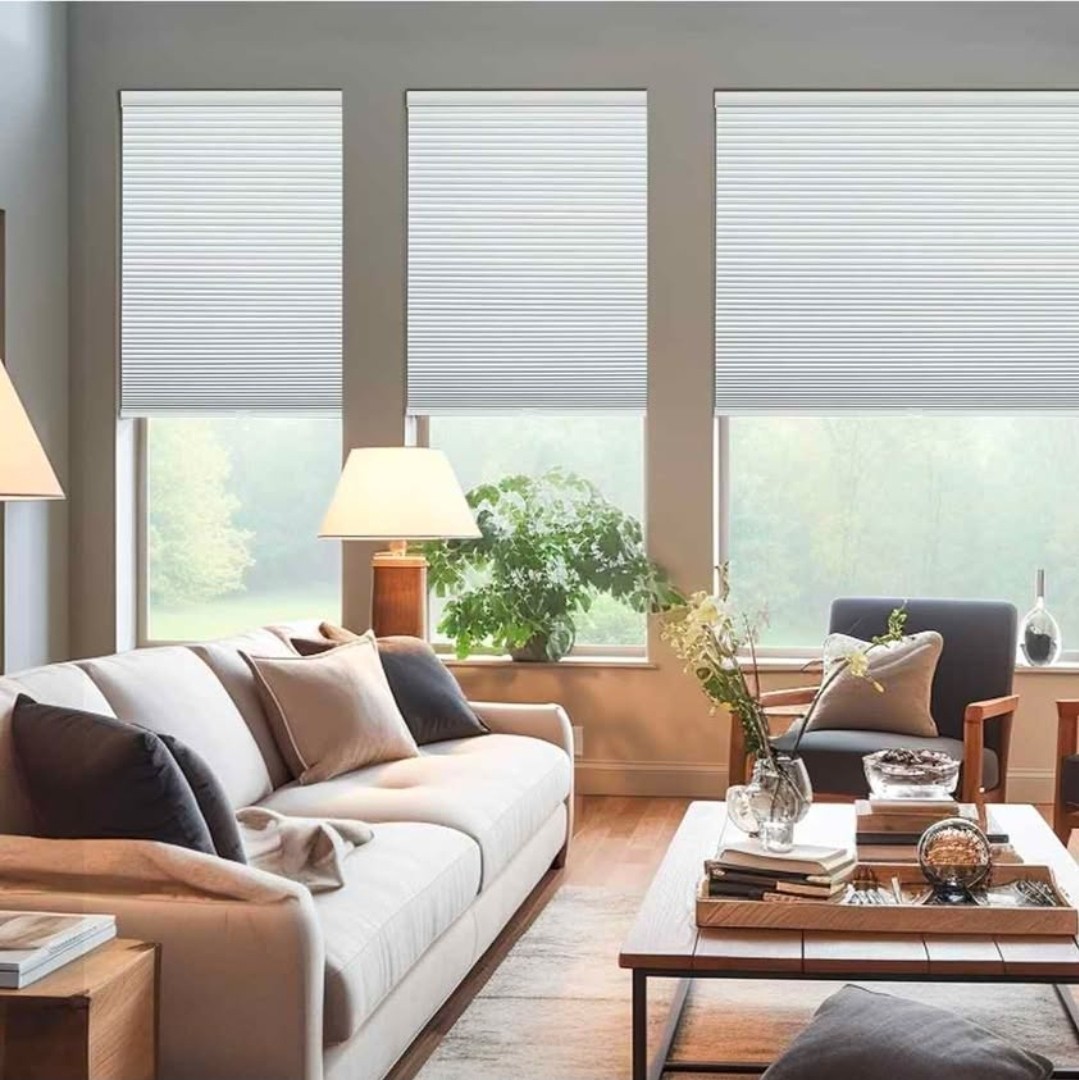 White Cordless Cellular Shade Blackout Honeycomb Pull Down Pleated 19" W x 36" gallery