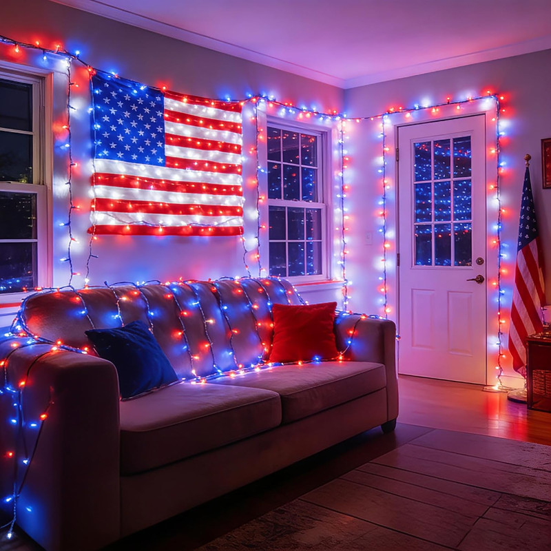 RGB Color Changing String Lights, 33FT 100 LED Red White Blue String Lights with gallery