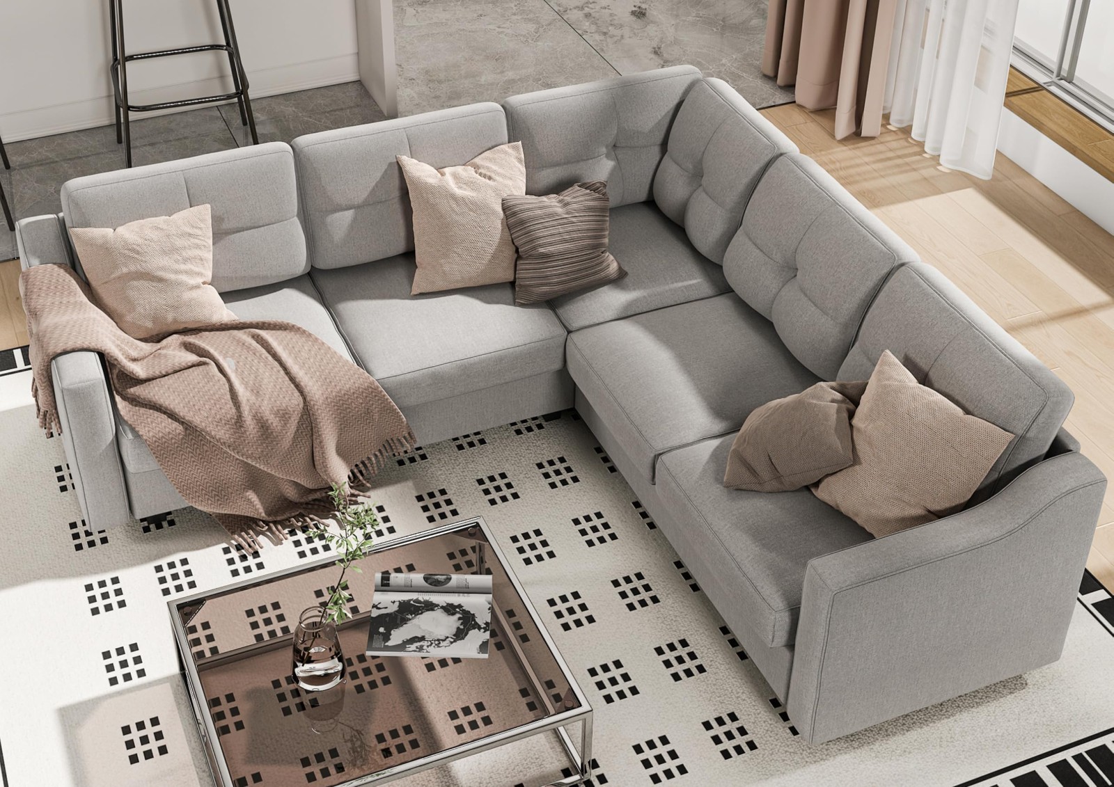 Convertible Sectional Sofa, 5-Seat Sofas L Shaped Couch for Living Room gallery