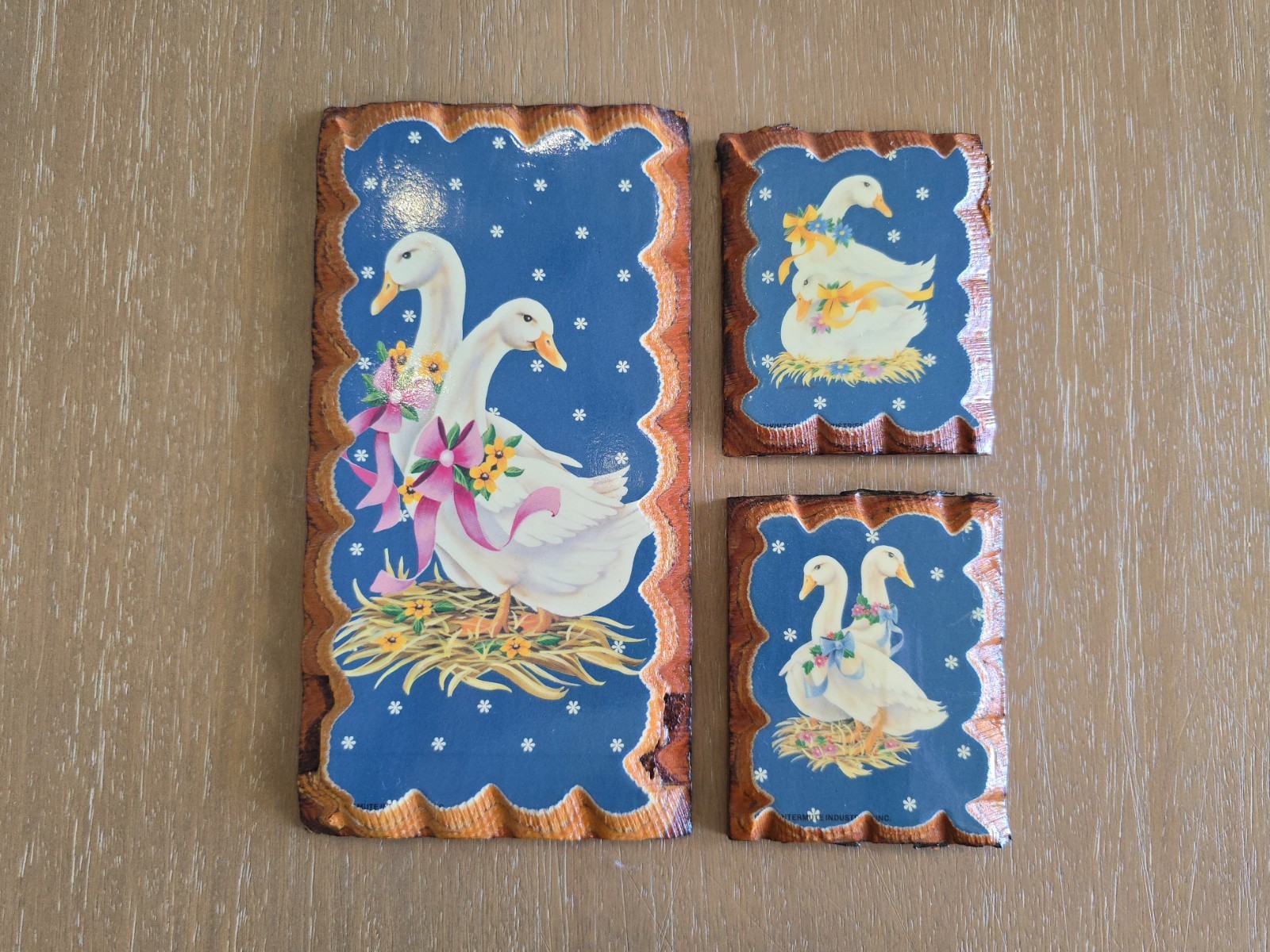 Vintage Wood Rustic Wall Plaque Set, White Geese Country Cottagecore Grandmacore gallery