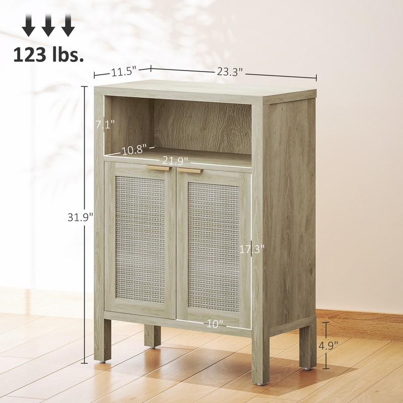 HOMCOM Storage Sideboard Cabinet, Accent Cabinet with Adjustable Shelf, Natural, gallery