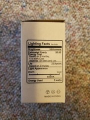 LED A15 Refrigerator 5W 120V E26 Base 5000K Daylight Non-Dimmable 2 Pack