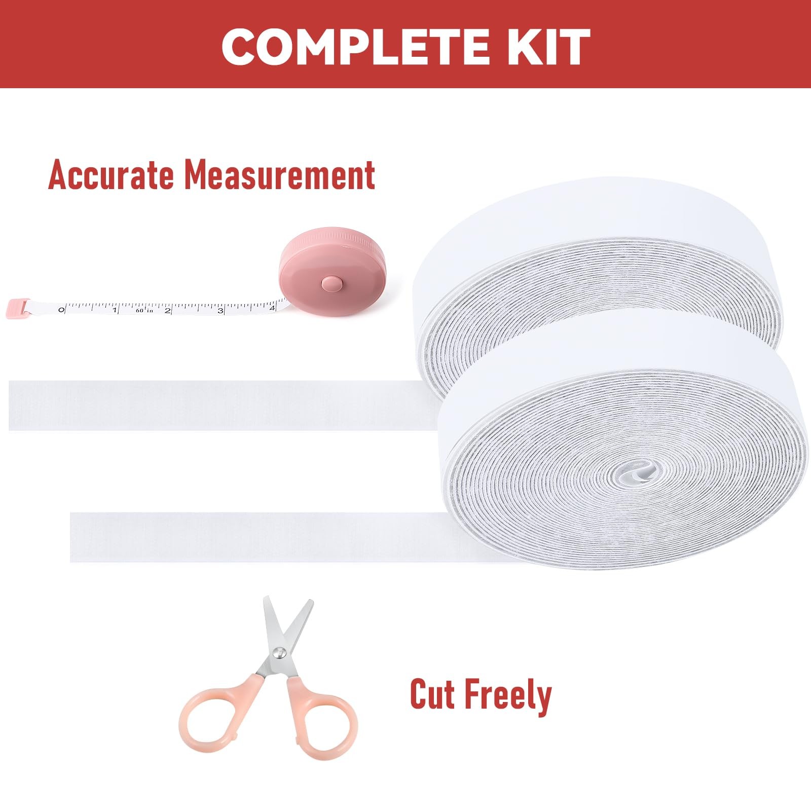 PTUNA 32Ft *1 Inch Hook and Loop Tape with Adhesive 32ft*1in, 32ft*1in-white gallery