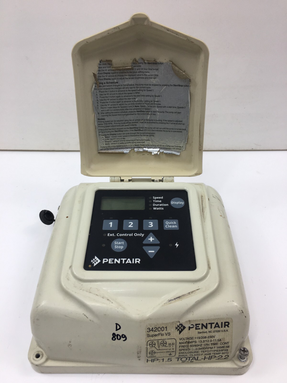 Pentair 342001 SuperFlo Vs Pump Control Panel ONLY used #D809 gallery