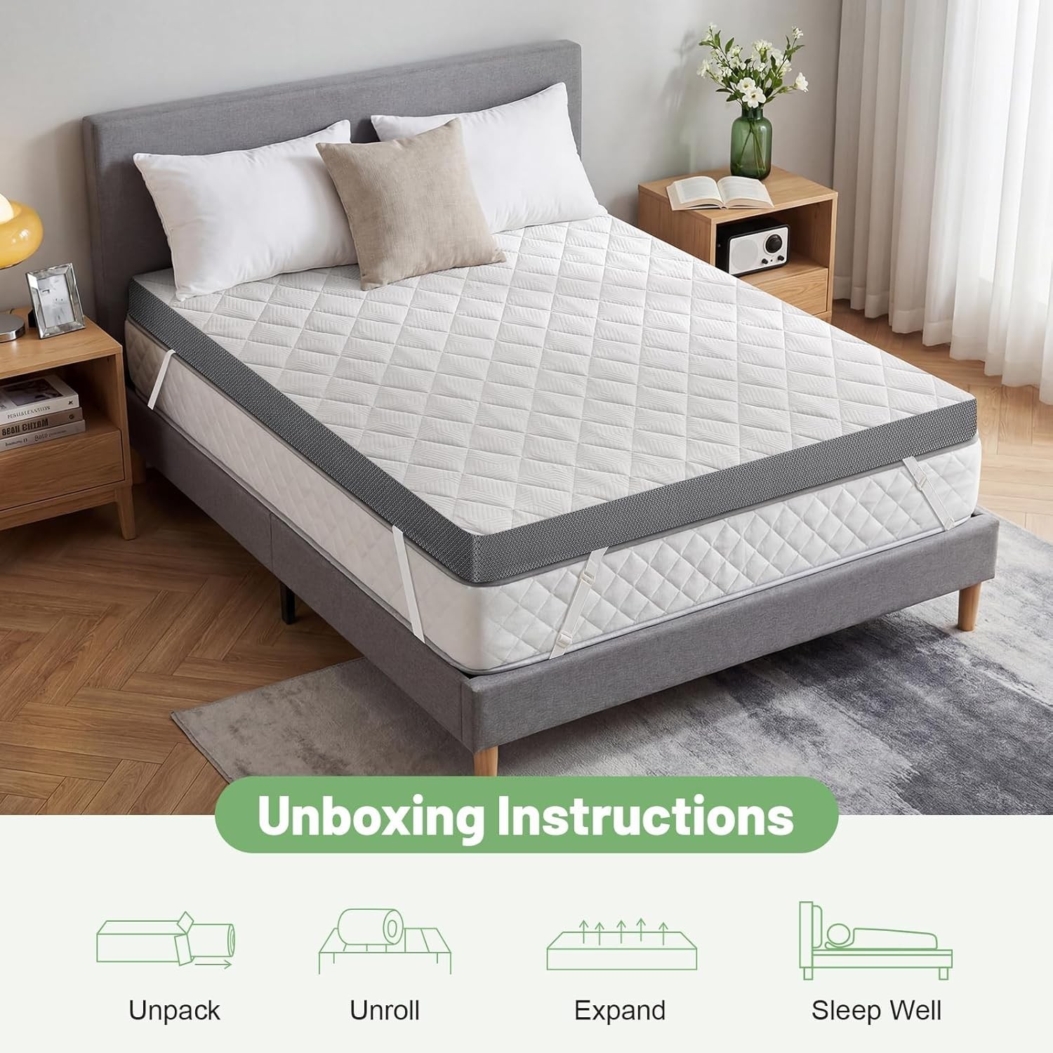 Extra Firm Mattress Topper King, 3 Inch High-Density Foam Mattress Pad, Pain Rel gallery