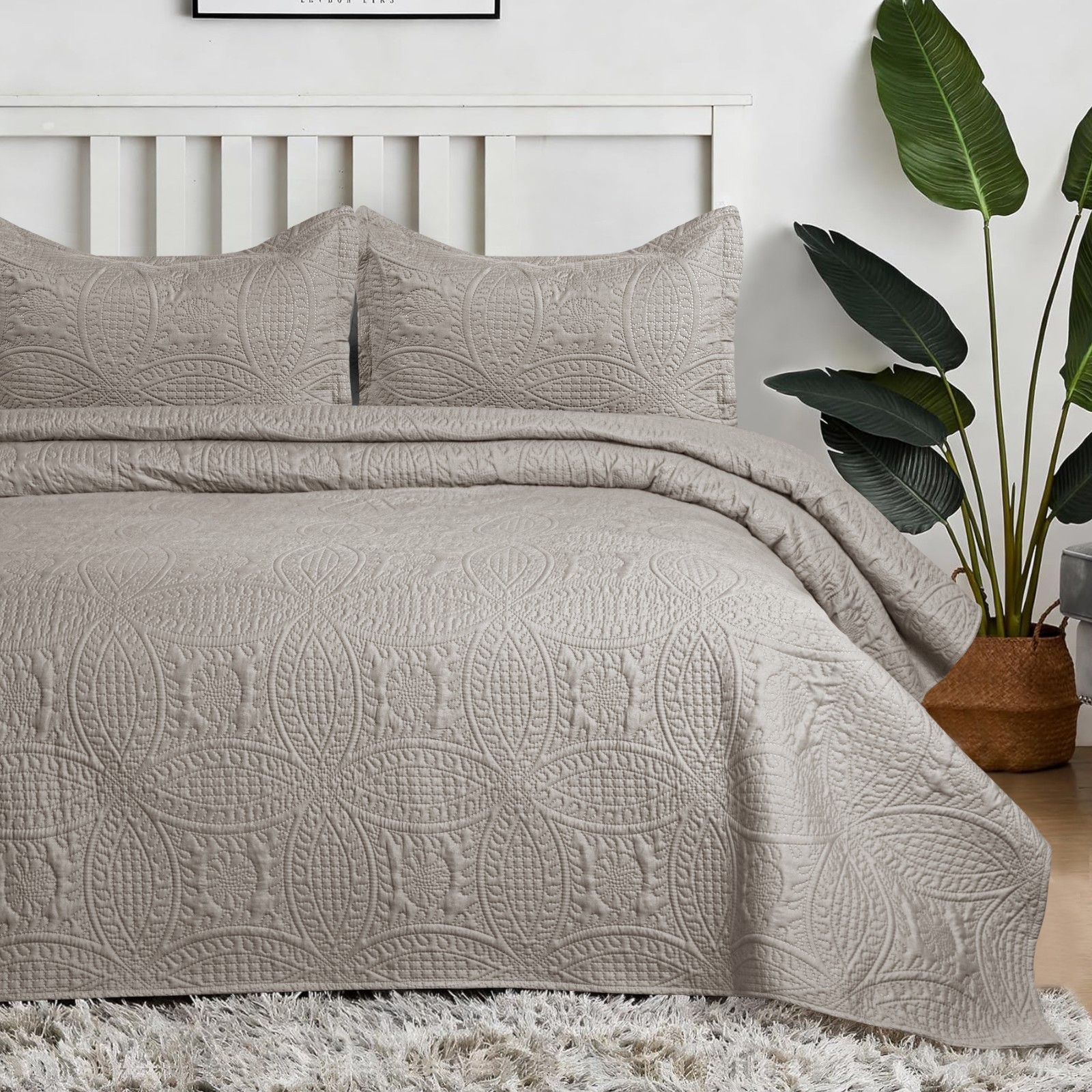 Luxury Bedspread Set 3 Piece Quilted Coverlet Bed Throw Queen King Size Bedding gallery