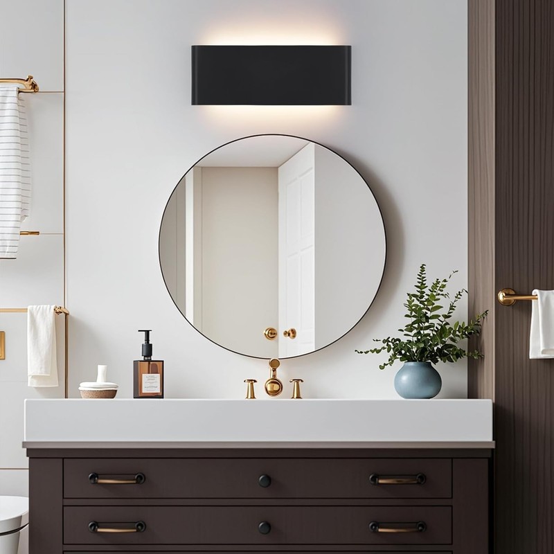 5 CCT (3000K-6500K) Adjustable Dimmable Wall Lamp 20W Modern Black LED vanity li gallery