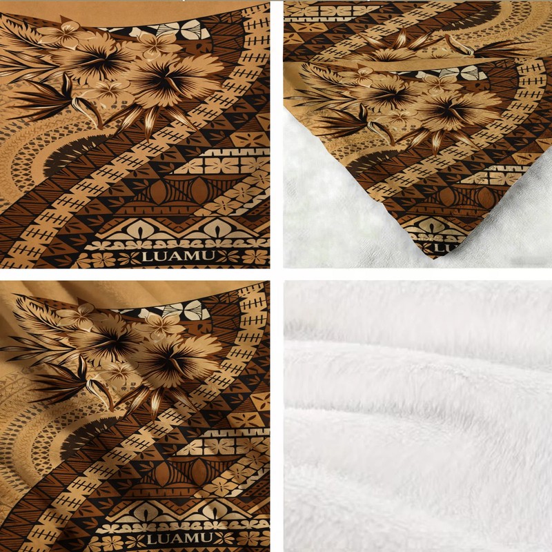 Polynesian Floral Pattern Flannel Blanket Soft Cozy Tapestry Napping Travel Use gallery