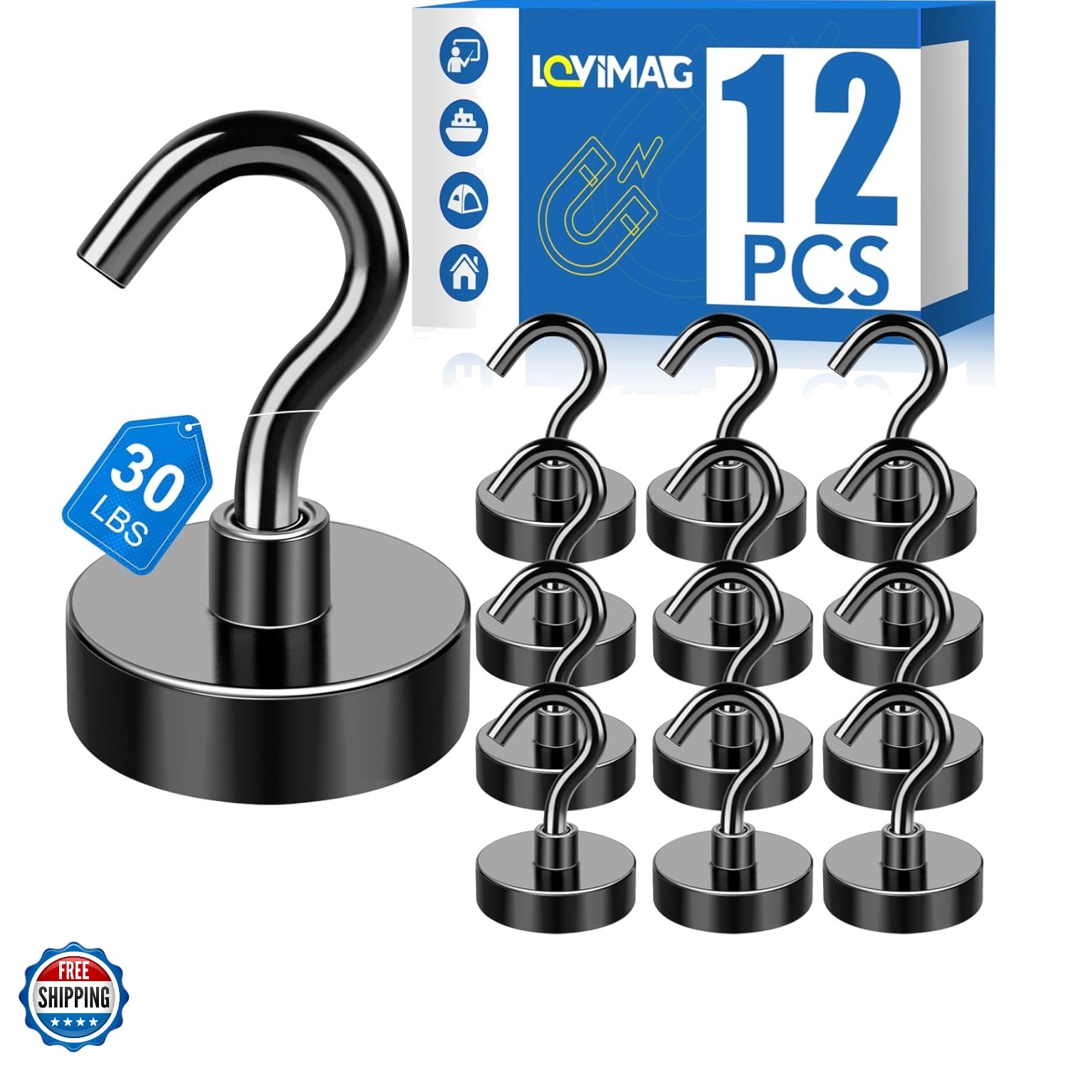 Magnetic Hooks, 12 Pack 30lbs+ Magnet Hook 2025 Cruise Cabin Ship Essentials ... gallery