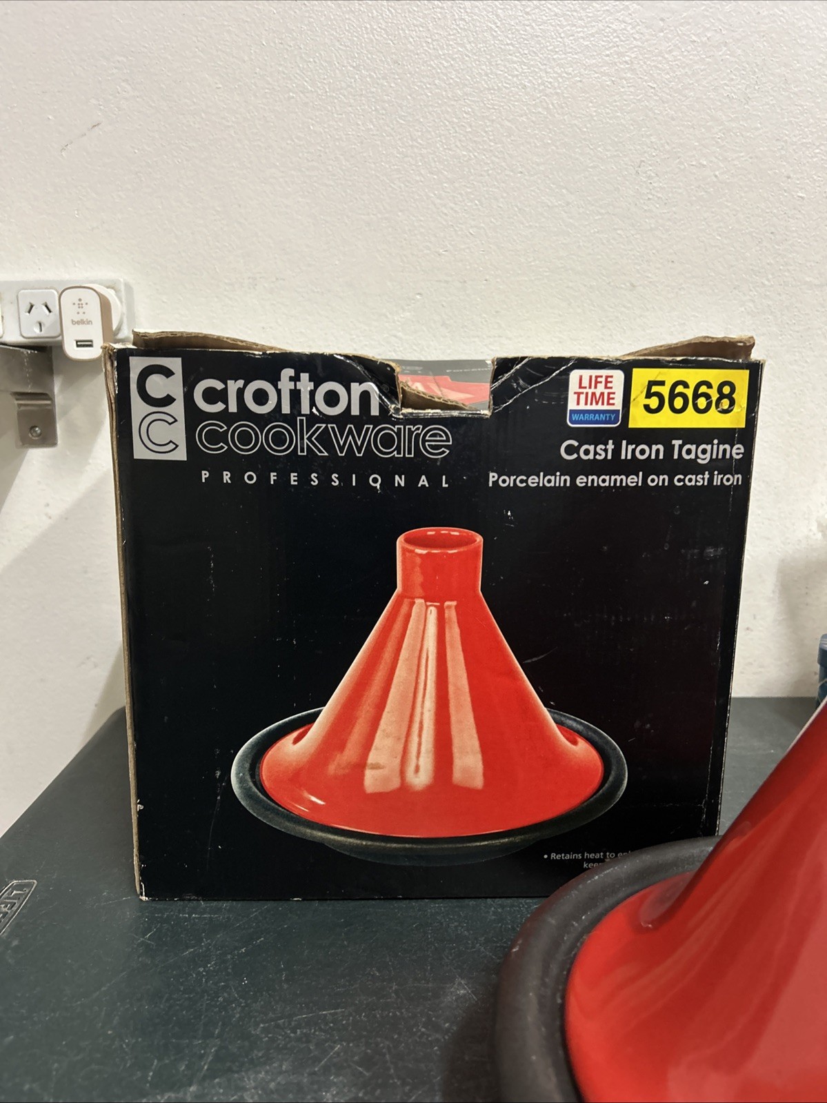 CROFTON CAST IRON BASE MOROCCAN TAGINE RED PORCELAIN ENAMEL NEW gallery