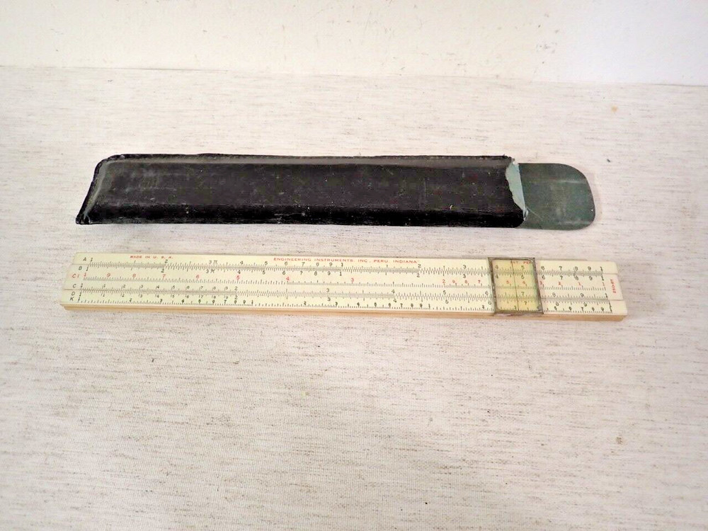 Vintage Engineering Instruments Inc. #250-BT Slde 10.5" Wood Ruler made in USA