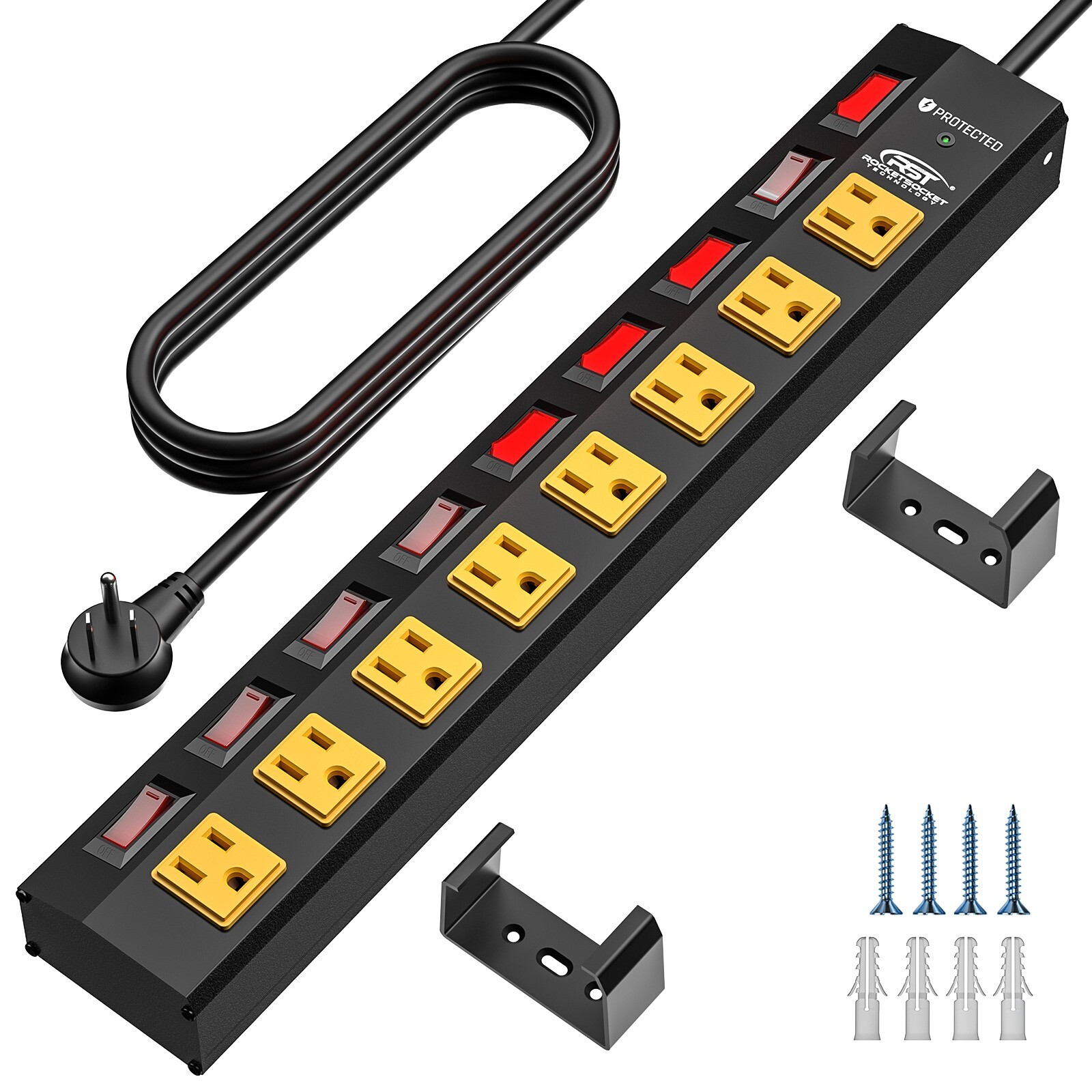 8 Outlet Heavy Duty Power Strip with Individual Switches, 6 FT Cord and Bracket gallery