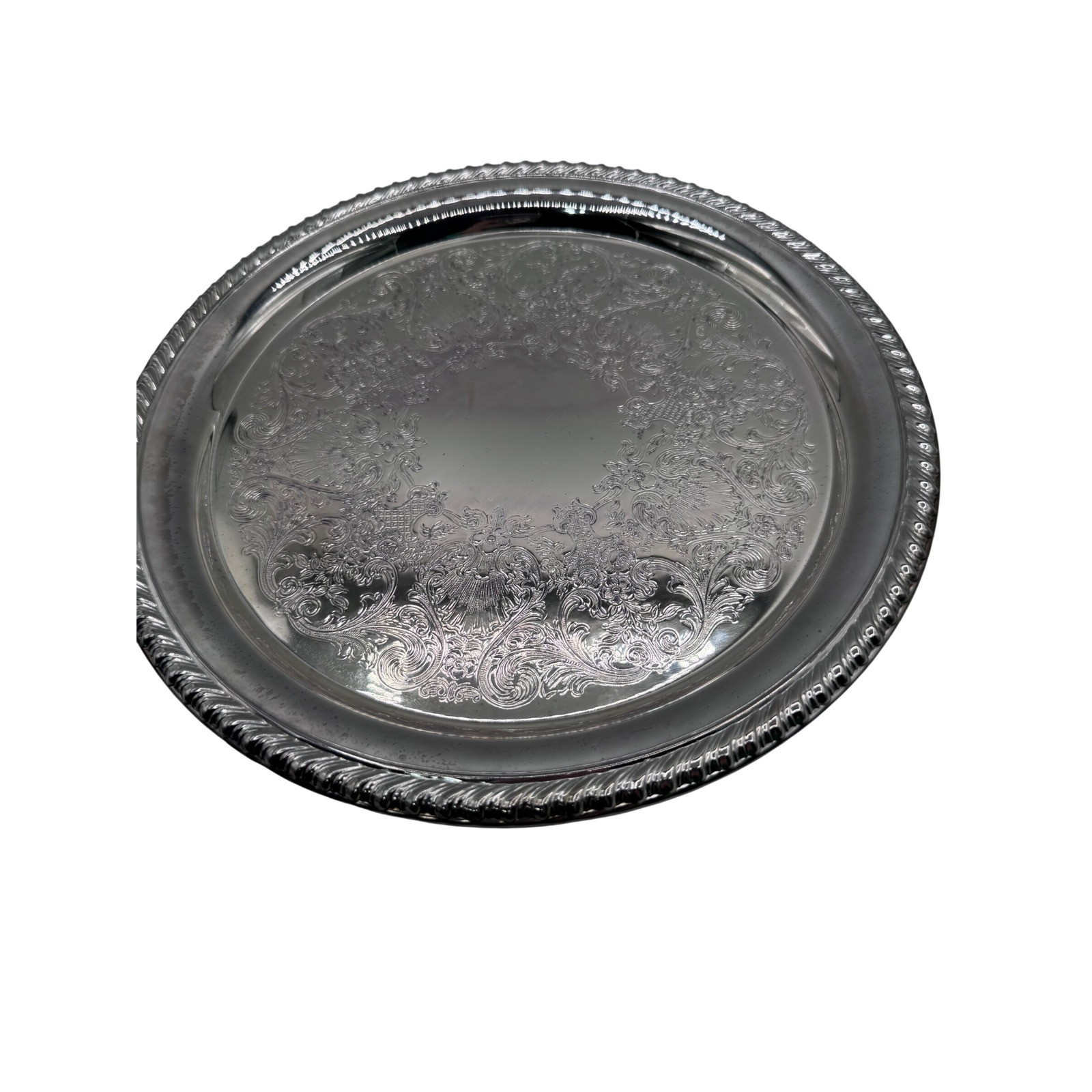 International Silver Co Ornate Silverplate Serving Tray Oval 11 Inch Vintage gallery