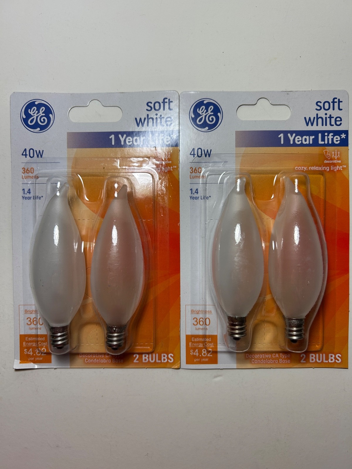 8 GE Lighting 66106 Soft White 40w Candelabra Decorative Cozy Light Bulbs E12 gallery