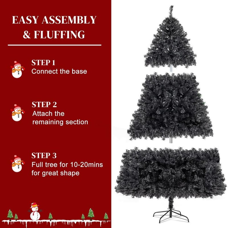 6ft Artificial Black Christmas Tree Tall Decoration Holiday Festival Xmas New gallery