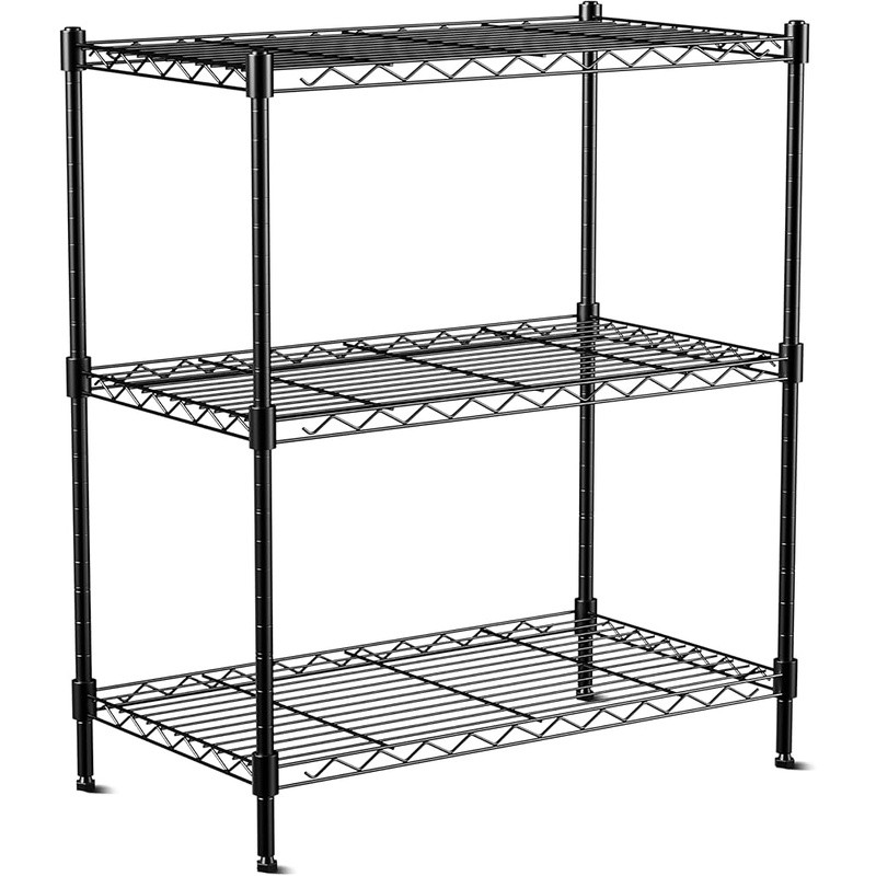 Heavy Duty 3-Tier Adjustable Metal Wire Shelf Storage Rack W/ Lockable Wheels US gallery