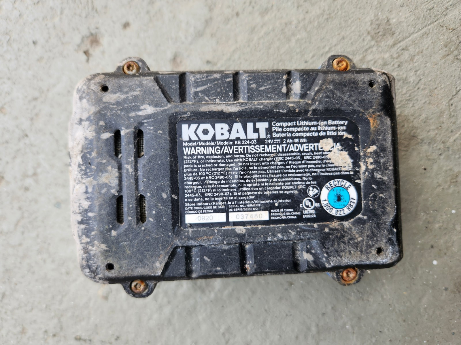 🔥 Kobalt Compact Lithium-ion 24V Max 2.0Ah Battery KB224-03 🔥 Parts Repair gallery