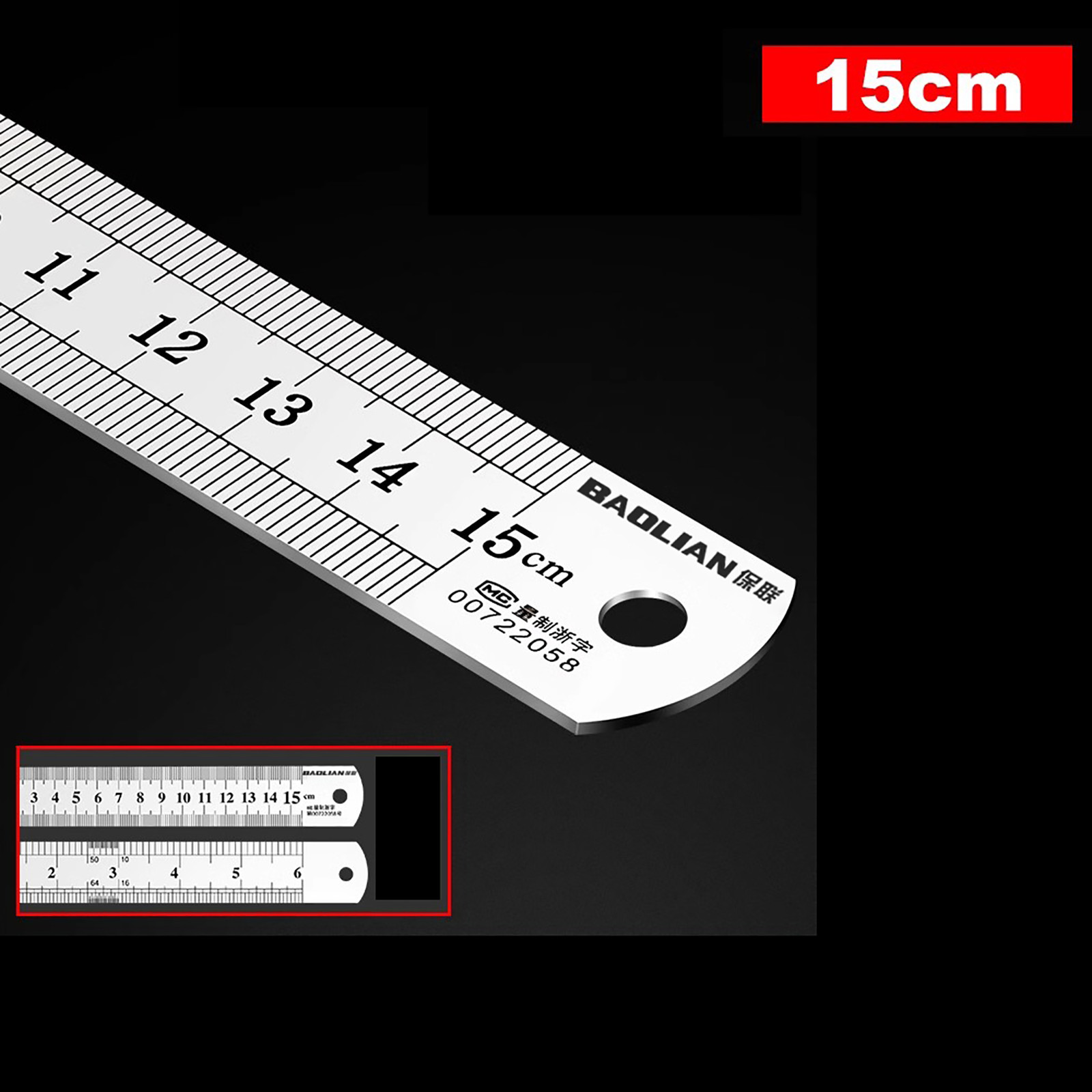 Double Side Metal Ruler Stainless Steel- 30cm-20cm-15cm 12"/ 8"/6" gallery