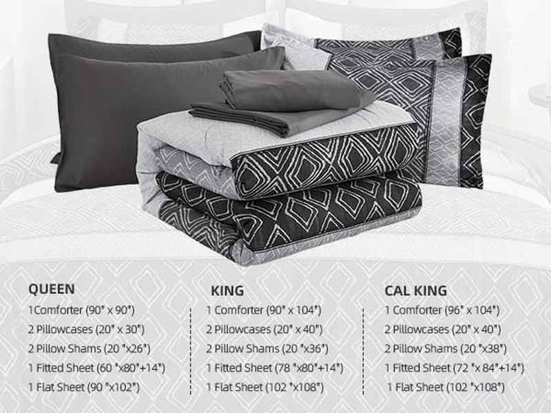 Black & Gray King Comforter Set – 7-Piece Boho Striped Bed-in-a-Bag, Warm Patchw gallery