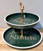 Tiered Stand Green Gold Script Tray 9.5 Fox Finial Dessert Serve Ware Cupcakes gallery