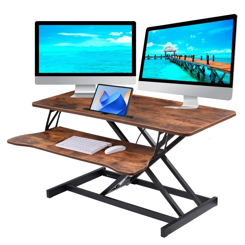 37" Height Adjustable Home Office Computer Desk Converter Stand Up Desk Riser gallery