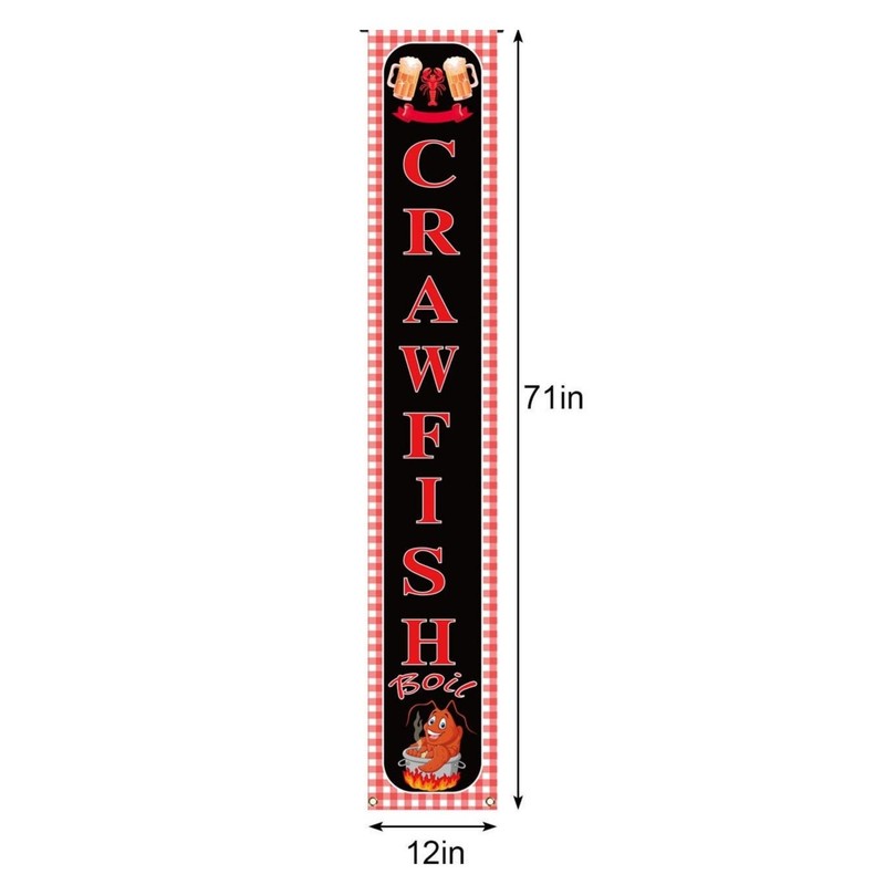 Crawfish Boil Tapestry, Red Polyester 12"x71" Indoor/Outdoor Seafood Boil Decor gallery