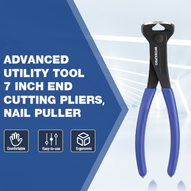 WORKPRO 7 Inch Nail Puller End Cutting Pliers Black Finish Chrome Vanadium Steel gallery