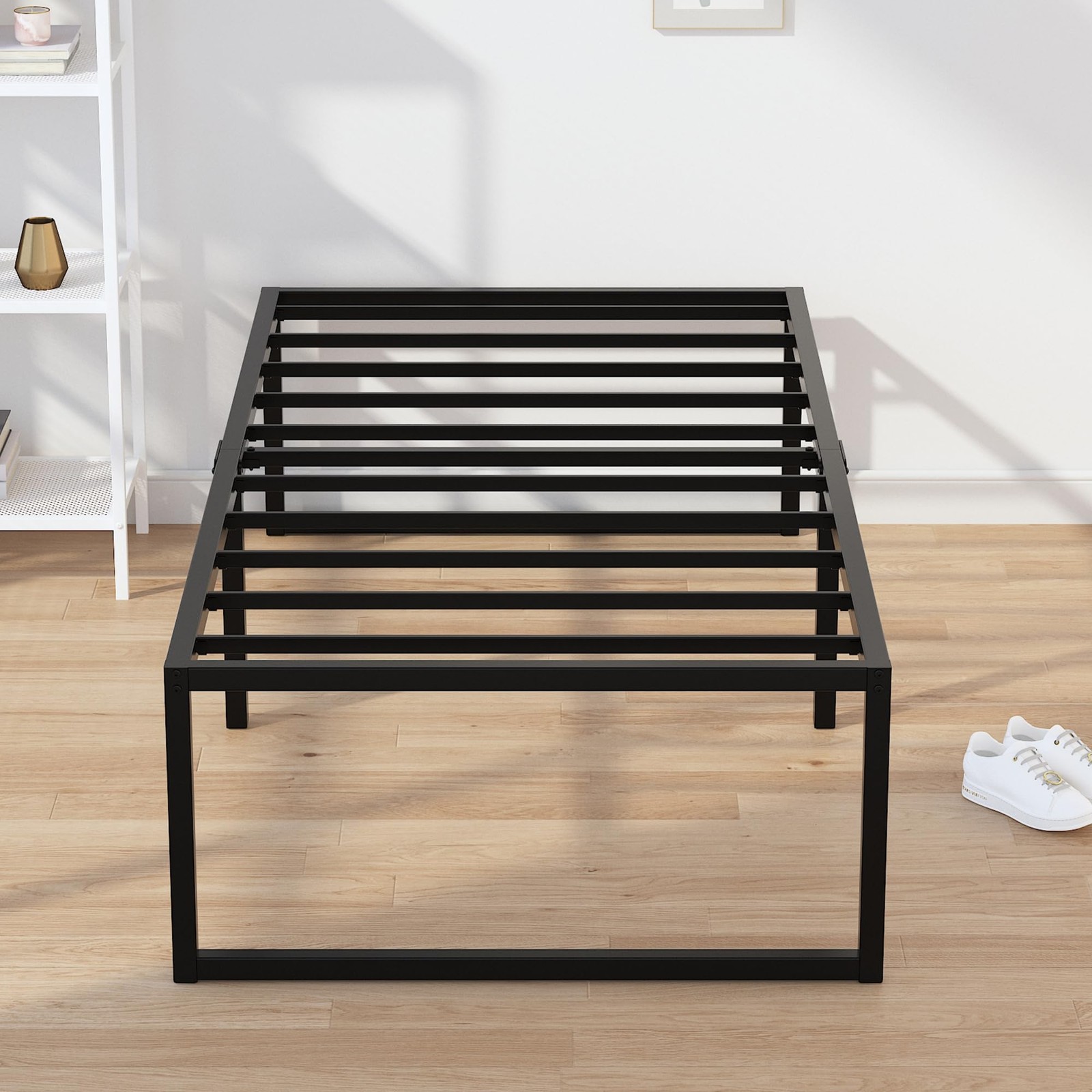 18 Inch Narrow Twin Bed Frame 30x75 Heavy Duty Metal Platform Black gallery