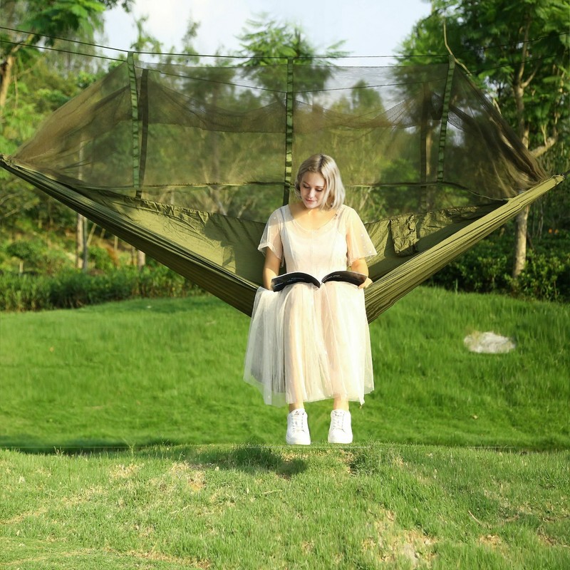 Camping Double Hammock with Mosquito Net Nylon Tent Hanging Bed Air Swing Chair~ gallery