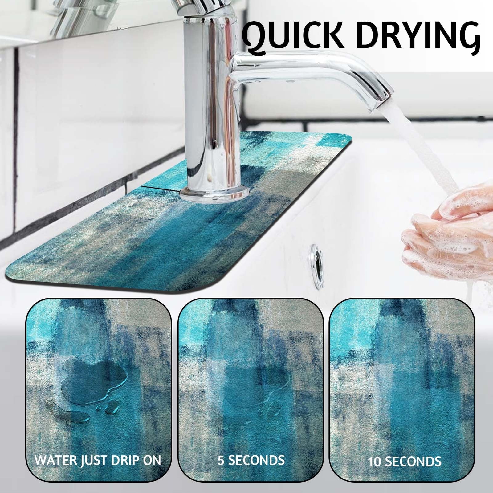 Turquoise Kitchen Sink Faucet Mat Splash Guard, Absorbent Quick-Dry Kitchen S... gallery