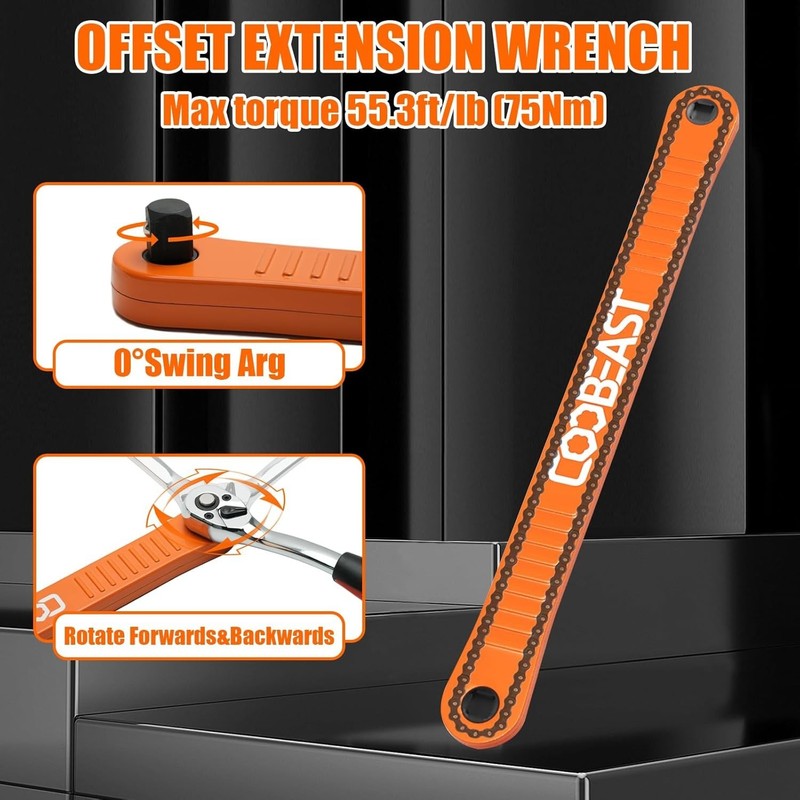 3/8 Inch Offset Extension Wrench Impact Ready Socket Wrench Extender Tool NEW US gallery