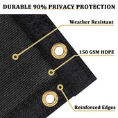 Privacy Screen Fence Mesh Heavy Duty 170 GSM Black 4ft x 25ft Outdoor Yard gallery