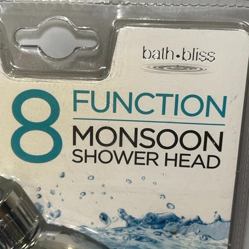 Bath Bliss 8 Function Monsoon Showerhead #3417 New gallery