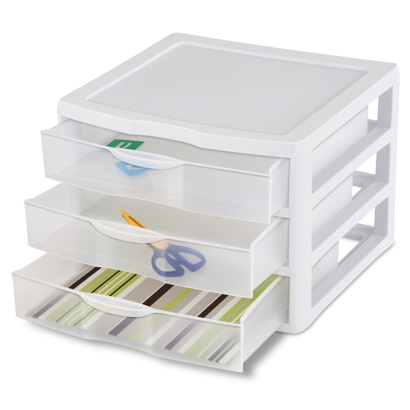 Wide 3 Drawer Unit Plastic, White gallery