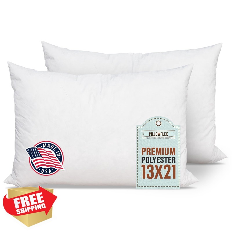 Pillowflex 13x21 Rectangle Pillow Insert Polyester Hypoallergenic 2 Pk gallery