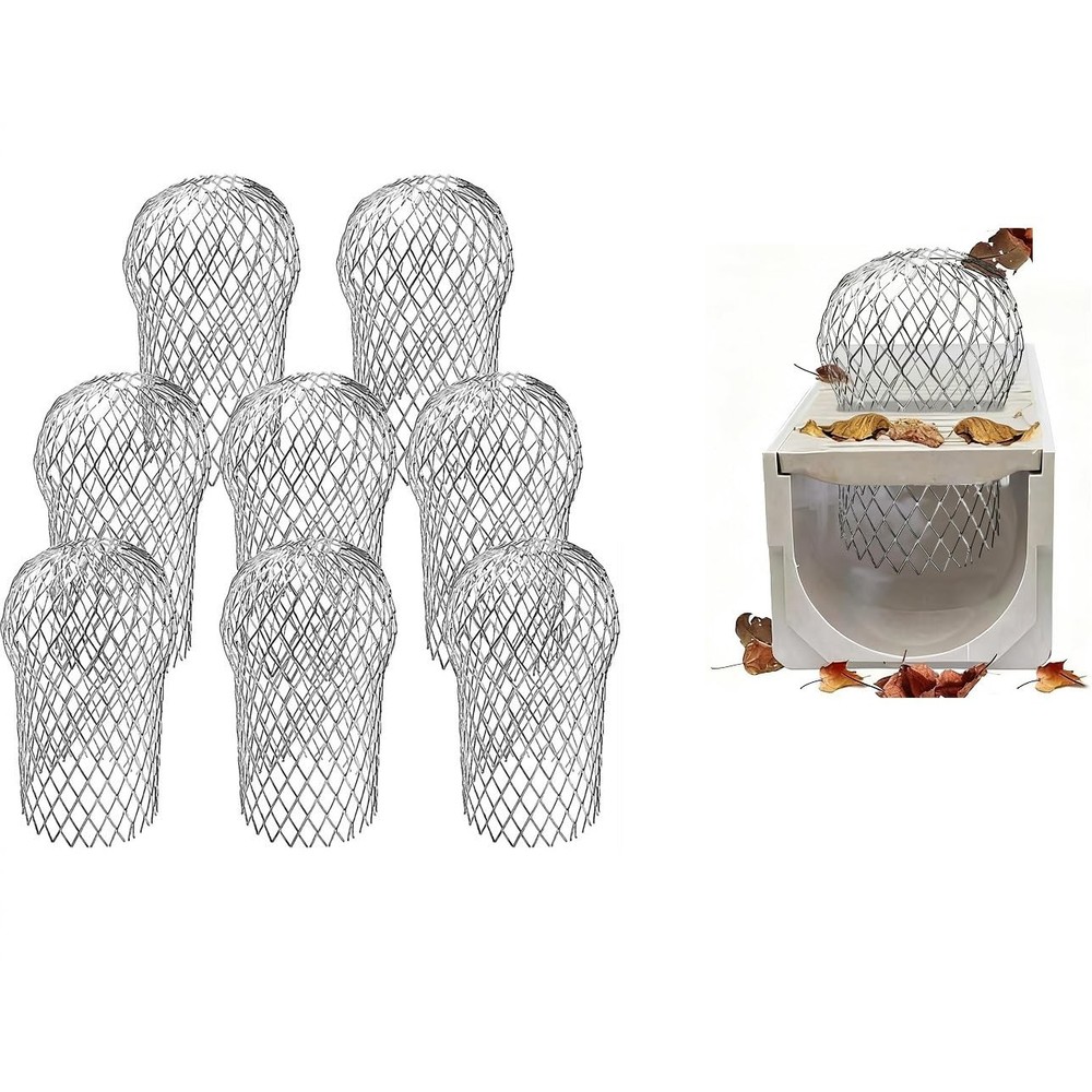 8 Pack Gutter Downspout Guard, 3.5 Inch Adjustable Aluminum Strainer Mesh, Ex...