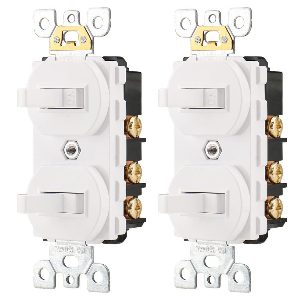 Wengart (2-Pack) Double Toggle Switch, 15 Amp 120V, 2-in-1 Combination Light ...