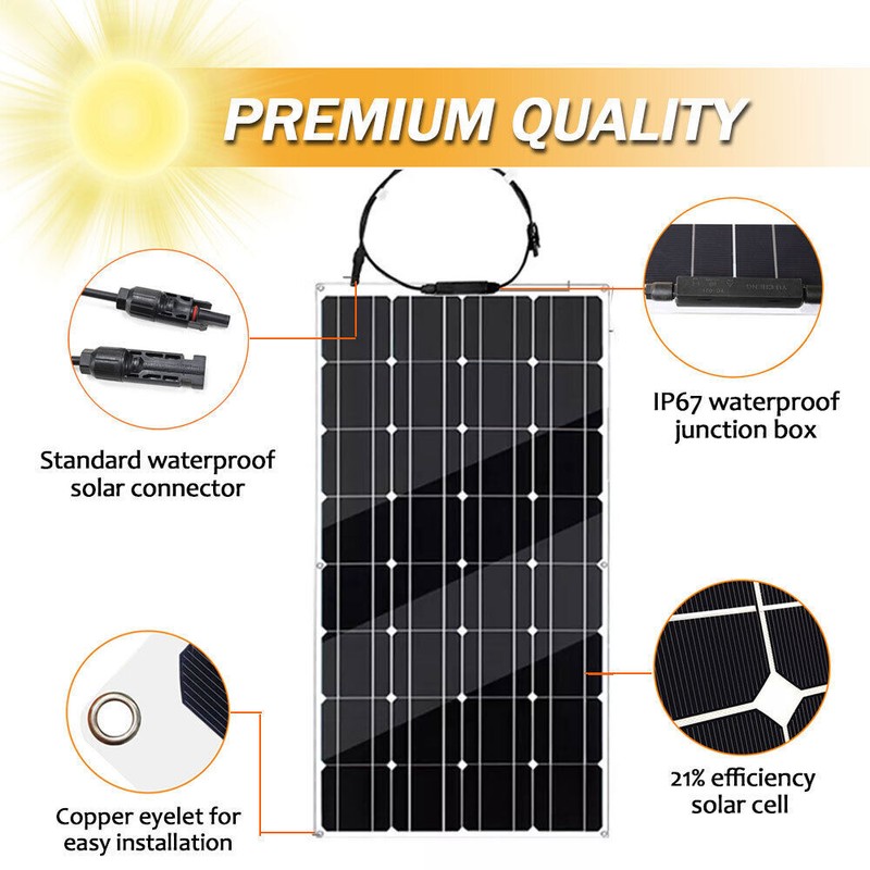 300W Flexible Solar Panel Hi-Efficiency Roof Solar Modul Outdoor IP68 US SUPPLY gallery
