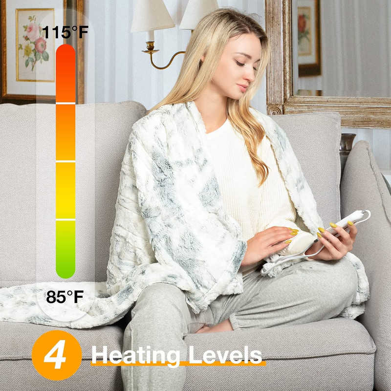 [5 Year ] Electric Heated Throw Blanket(50"X 60"), Soft Faux Fur Fast Heating Bl gallery