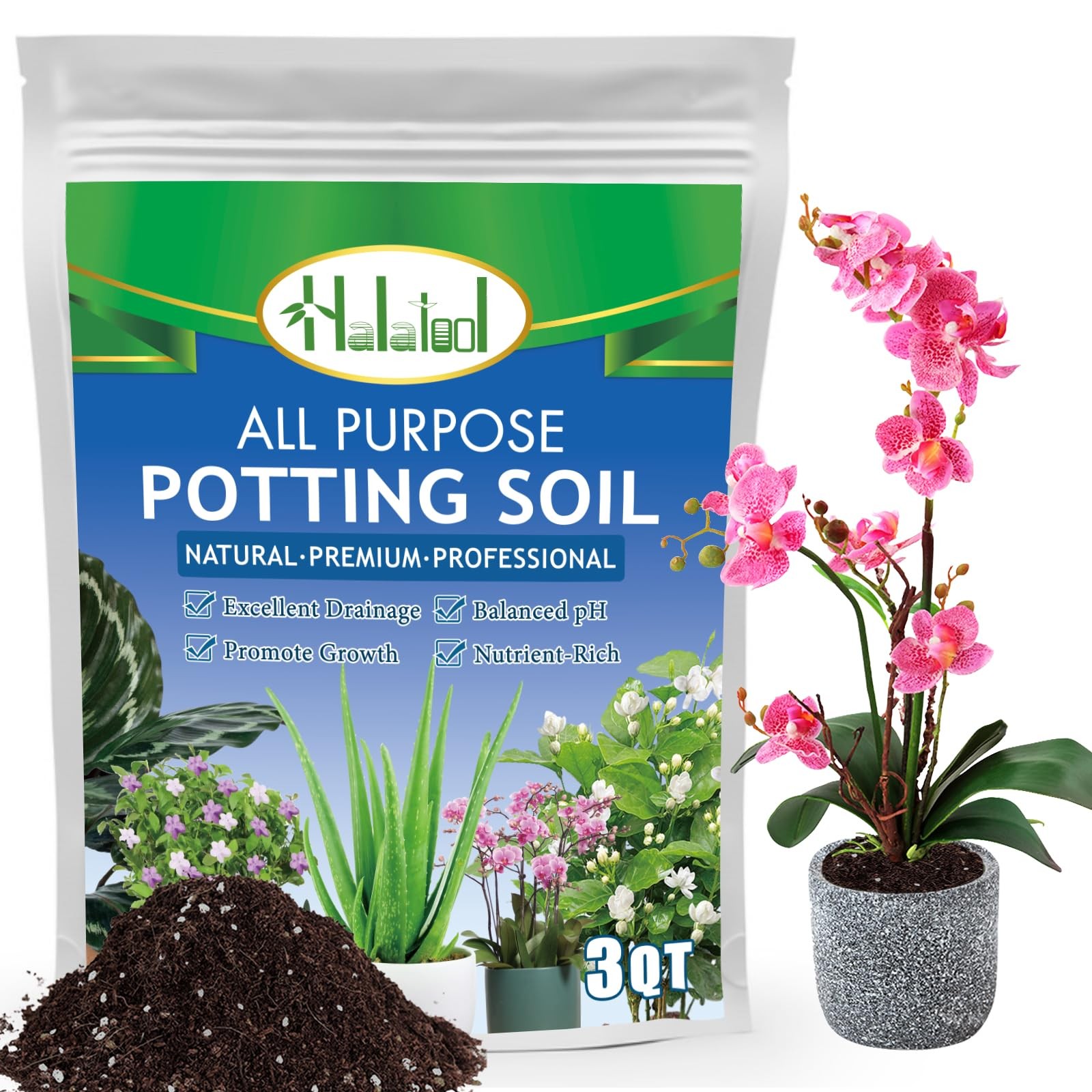 Halatool 3QT Indoor Potting Soil for Plants Orchid Potting Mix Garden Top Suc... gallery