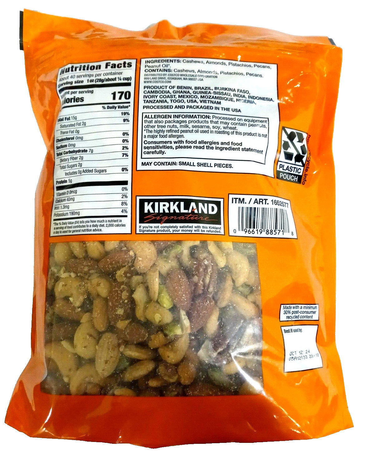 Kirkland Signature Extra Fancy UNSALTED MIXED NUTS 40 oz (2.5 Lb) EXP 10/2024 gallery