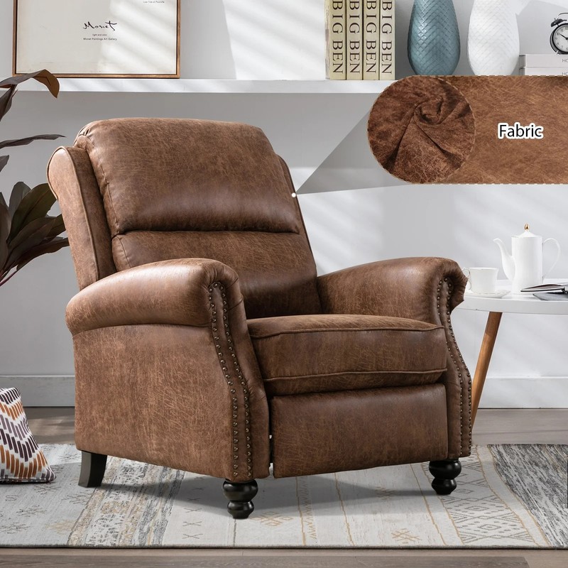 EBELLO Push Back Recliner Chair Studded Faux Leather Armchair for Living Room gallery
