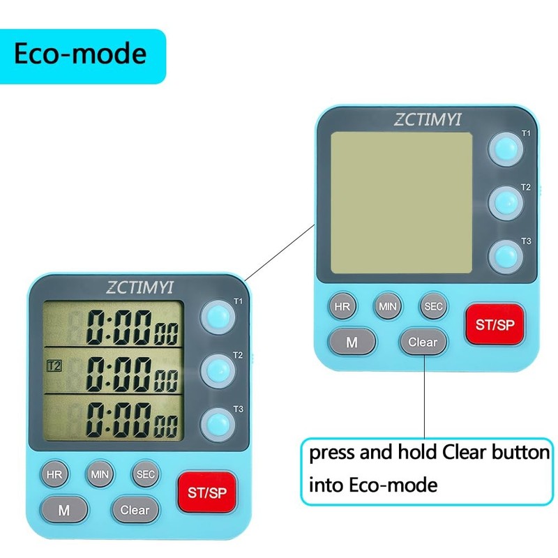 Dual Digital Timer for Kitchen Cooking, 3 Channels Count Down/Up Triple Timer... gallery